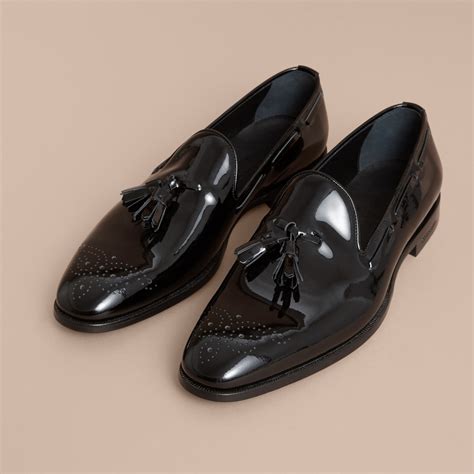 burberry tasselled patent leather loafers|Burberry lace up shoes men.